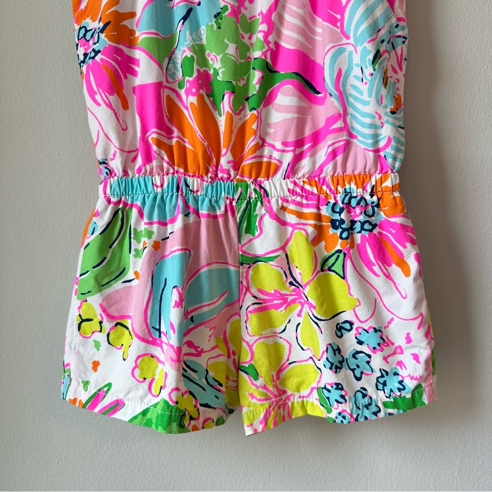 Lilly Pulitzer Bright Pink Floral Nosey Posey Romper Size 18 Months - Picture 8 of 11